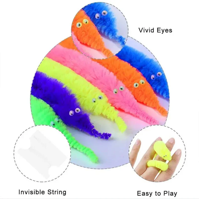 10/50Pcs Funny Gifts Magic Show Props for Children Fuzzy Worm Magic Caterpillar Birthday Party Kids Favorite Prize Prank Toys