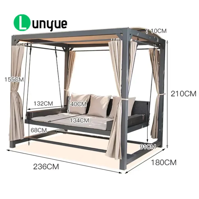 Outdoor Canopy Swing Bed Hanging Hammock Chair for Adults Summer Terrace Garden Furniture Durable Comfortable Relaxing Patio