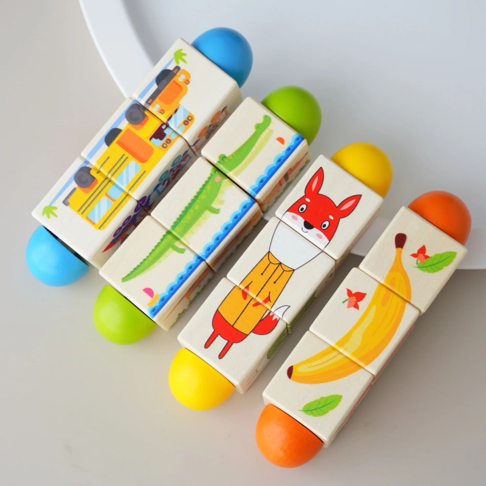 

Деревянная головоломка для детей: развивающая игра-пазл с вращающимися животными, настольная игра