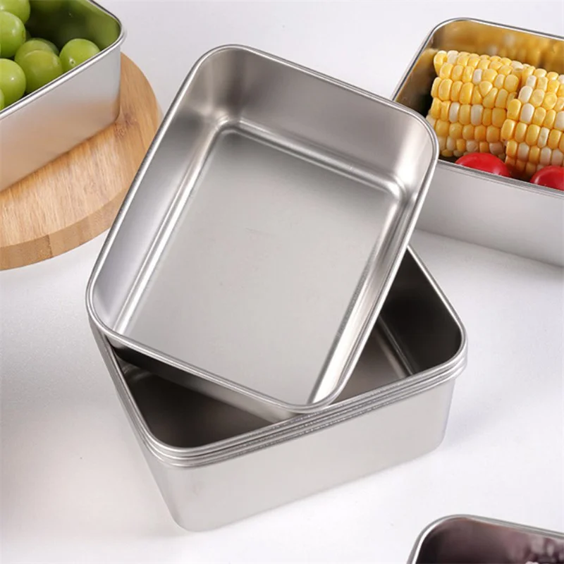 1 pz 600ml frigorifero in acciaio inox scatola di conservazione degli alimenti con coperchio in plastica preparare scatola di conservazione della freschezza degli alimenti scatola da Picnic