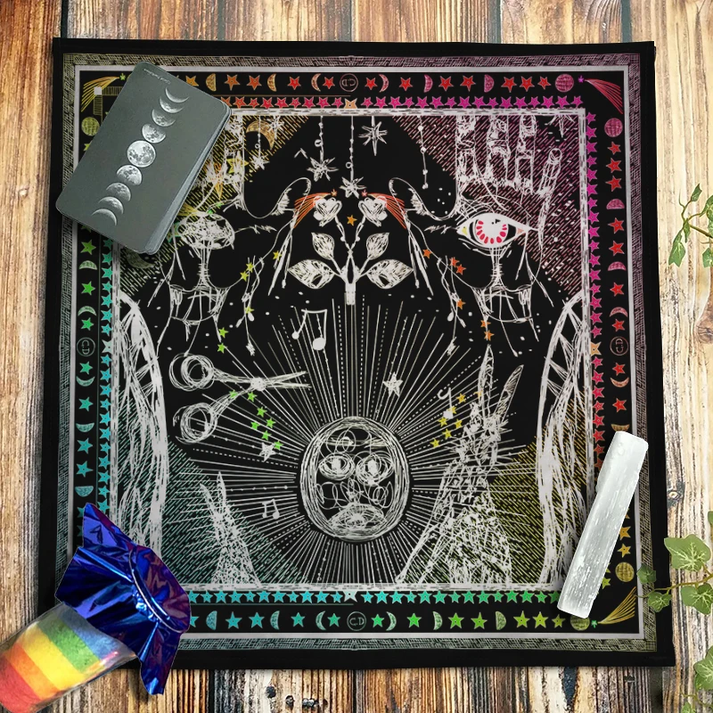 Pentagram Tarot Tablecloth All-Seeing Eye Altar Cloth Crystal Healing Pendulum Oracle Card Pad Divination Witchcraft Astrology