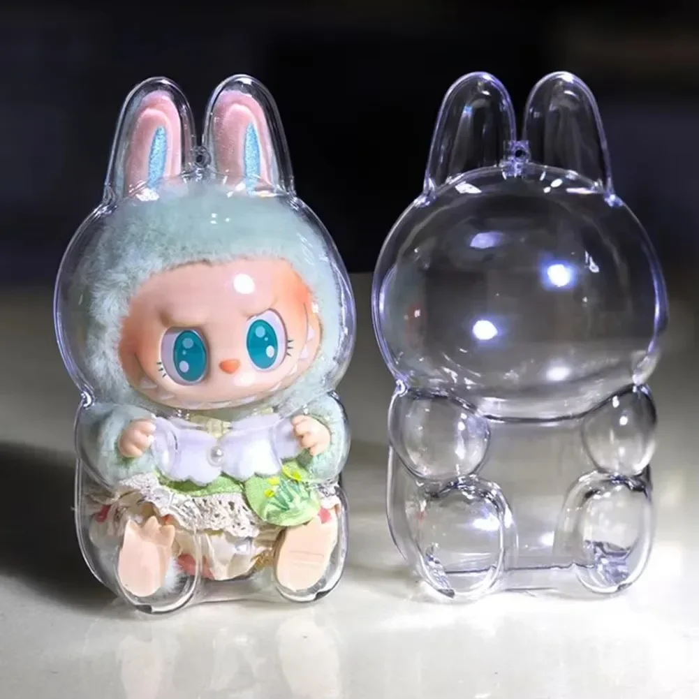 Protective Acrylic Case Shell Transparent Organizer Box for Labubu V1 V2 Upgraded Thickened Doll Bag Keychain Bags for POPMART