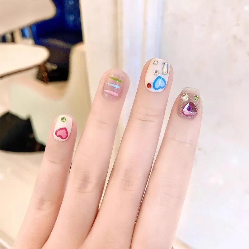 

10 шт., ногти ручной работы в стиле ретро, милые, тысячелетия, девчачьи, ручная роспись, короткие универсальные ногти, идеальный подарок для девочек и друзей