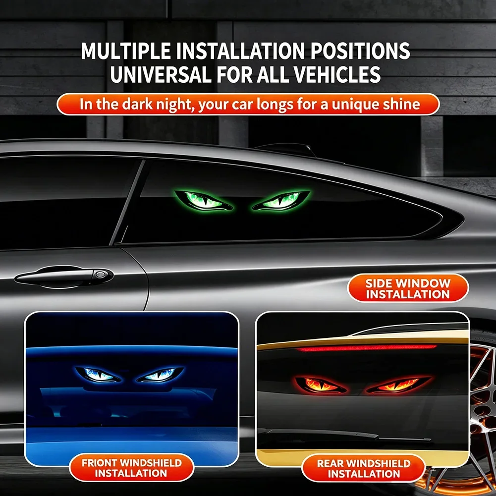 Solar Eyes Light USB Rechargeable Eye Car Window Light with Suction Cup Car Dynamic Demon Eye LED Warning Light  for SUV Truck