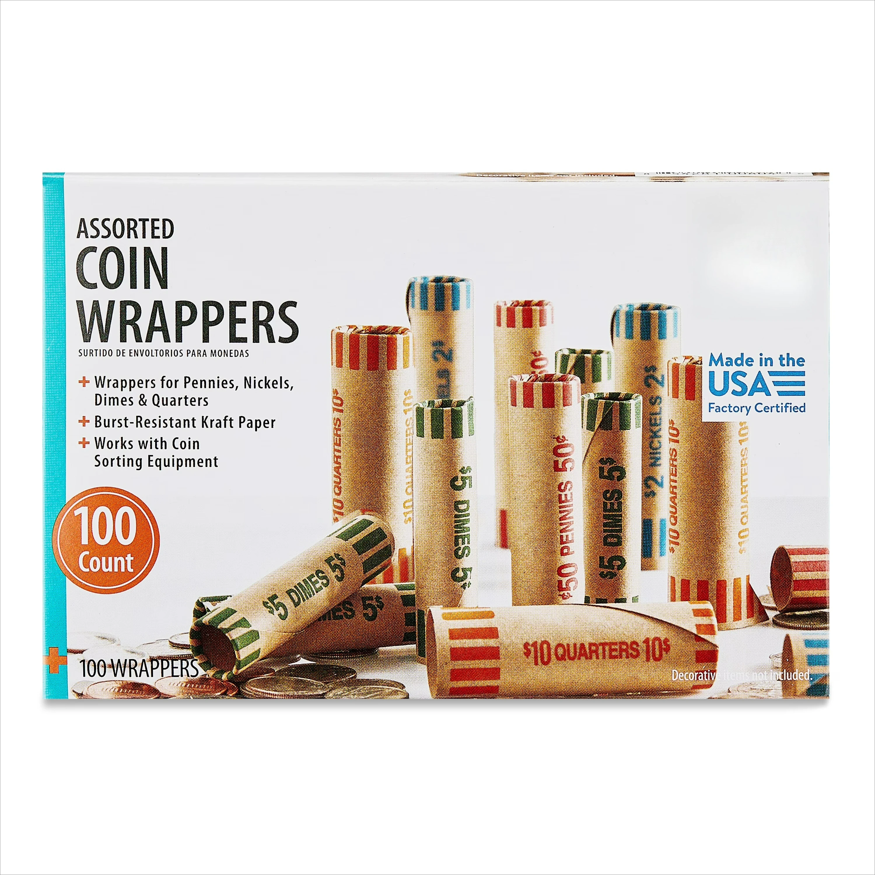 

Assorted Coin Wrappers, Assorted Colors, 100 Count