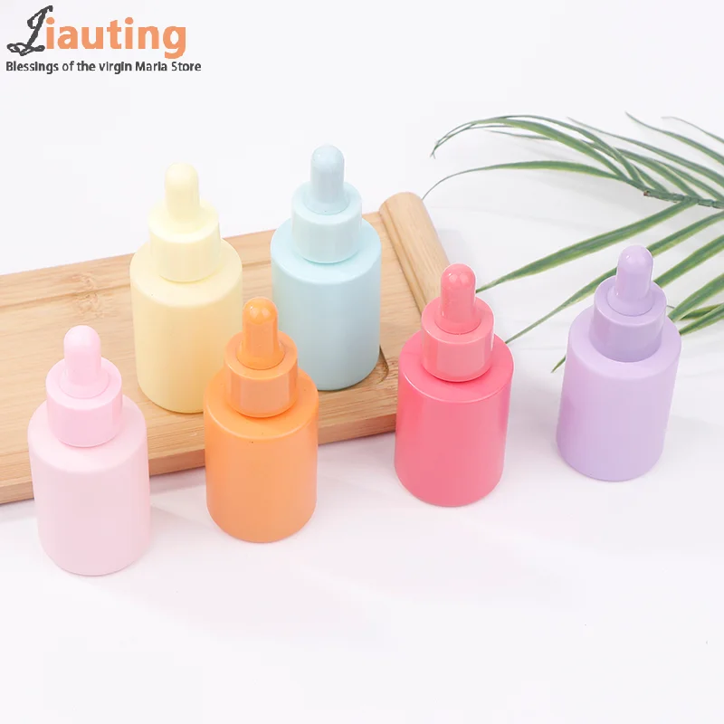 30ml Dropper Bottle Macaron Color Glass Essential Oil Refilable Colored Essence Liquid Sub-bottling Pipette Fine