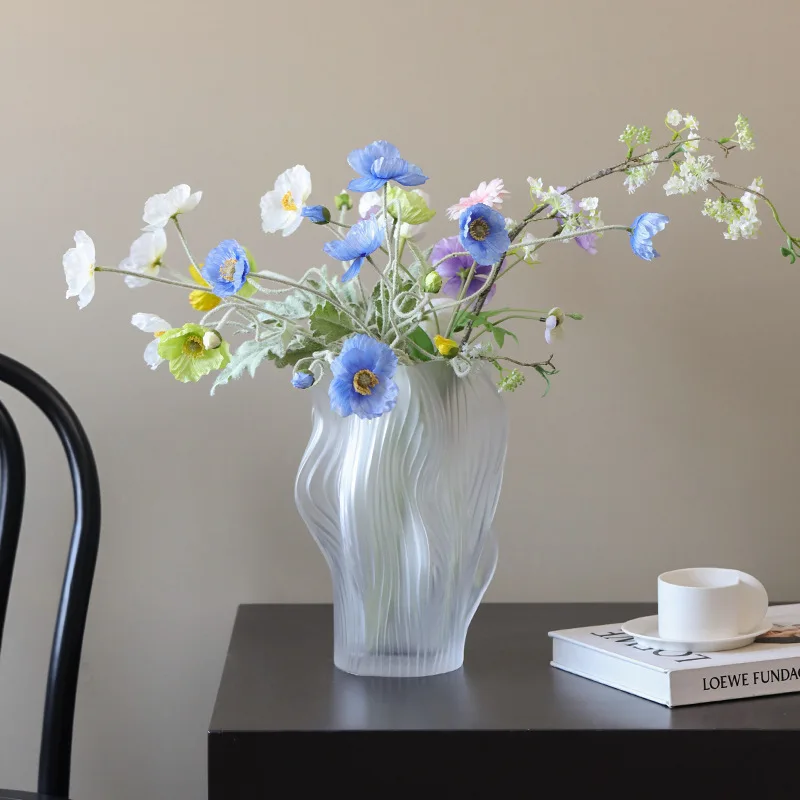 Vase in Ancient Style Light Luxury High-level Sense Irregular Transparent Glass Vase Ornaments Living
