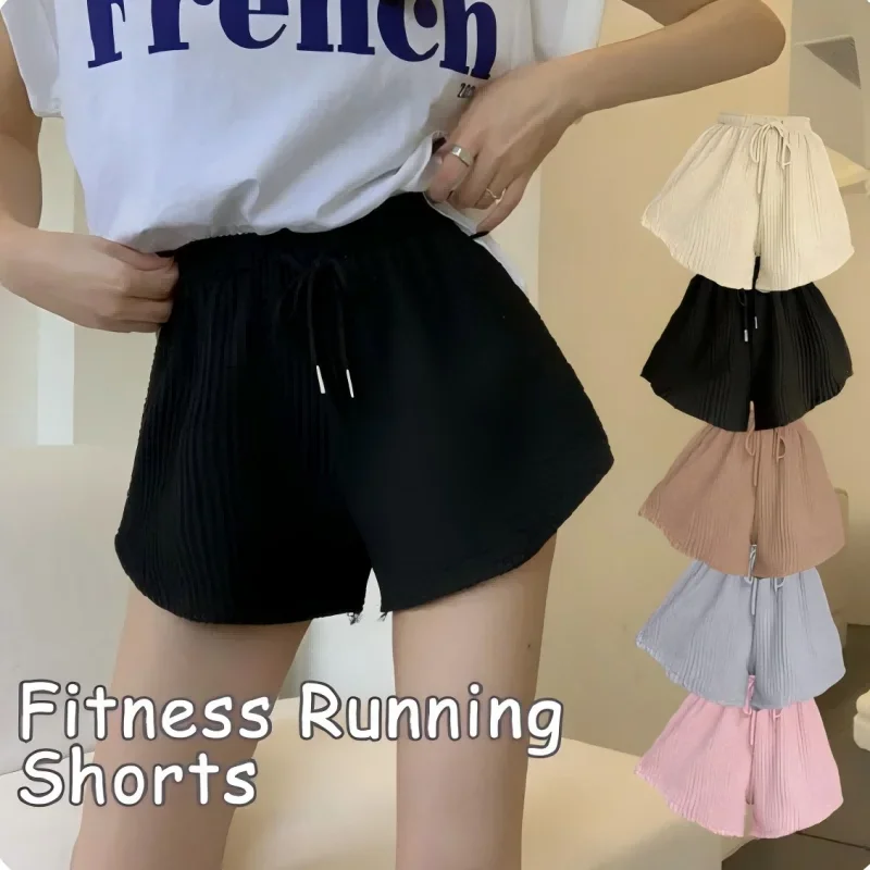 

Sports Shorts Women's Summer New Candy Color Anti-empty Thin Shorts Casual Lady Elastic Waist Sports Waffle Shorts