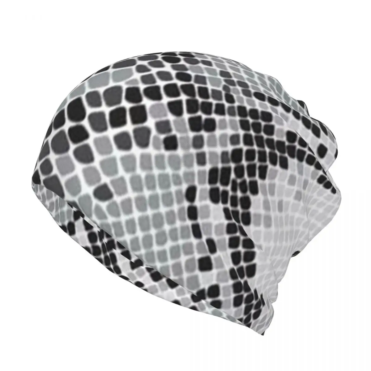 Gray Snake Skin Animal Print Bandana Neck Cover Wrap Scarf Warm Headwear Beanies Hat for Men Women Adult Breathable