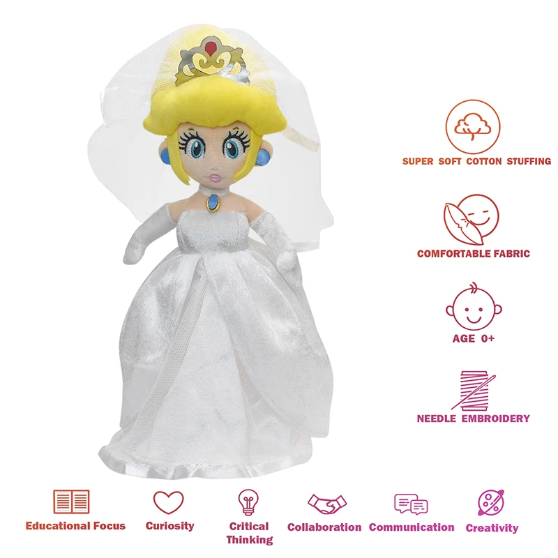 Mario Prince Bowser Cosplay Vestido, Princesa Peach Dress, Plush Toy, Vestido De Cerimônia, Festa De Casamento, Presente Para Crianças