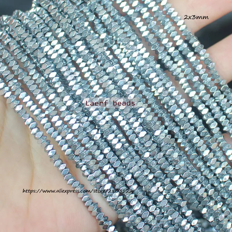 2x3mm Natural Hematite Very Shining Faceted Square Beads\