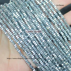 2x3mm Natural Hematite Very Shining Faceted Square Beads
