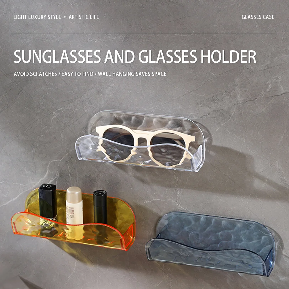 Plastic Wall-mounted Glasses Holder Sunglasses Display Rack Shelving Adhesive Floating Accessories For Phone Eyeglasses