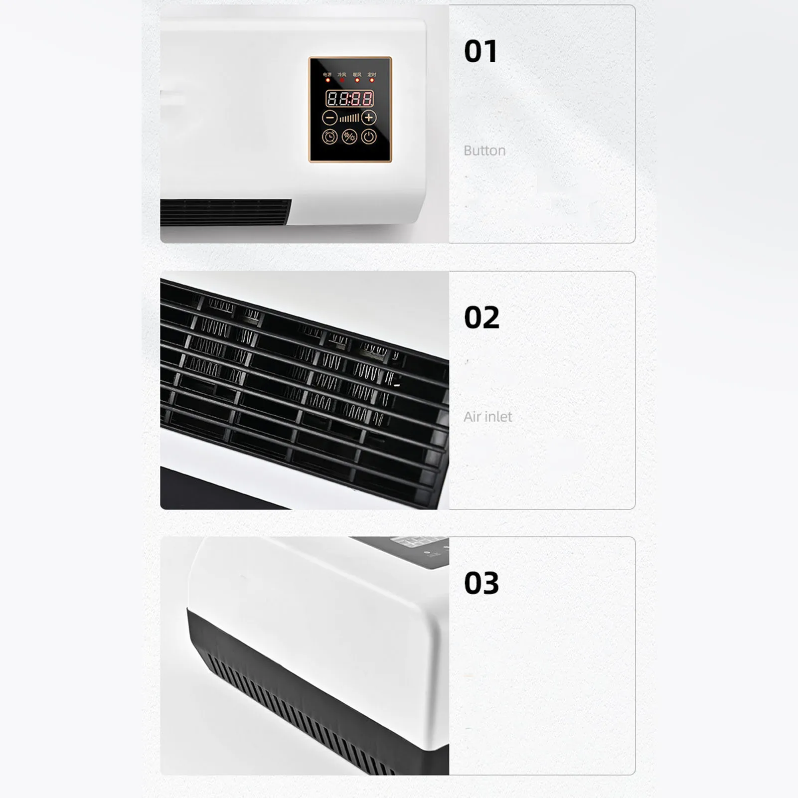 Small Air Conditioning Space Saving 1800W Wall Mounted Air Conditioner Cool Warm Dual Use with Remote Control for Bedroom