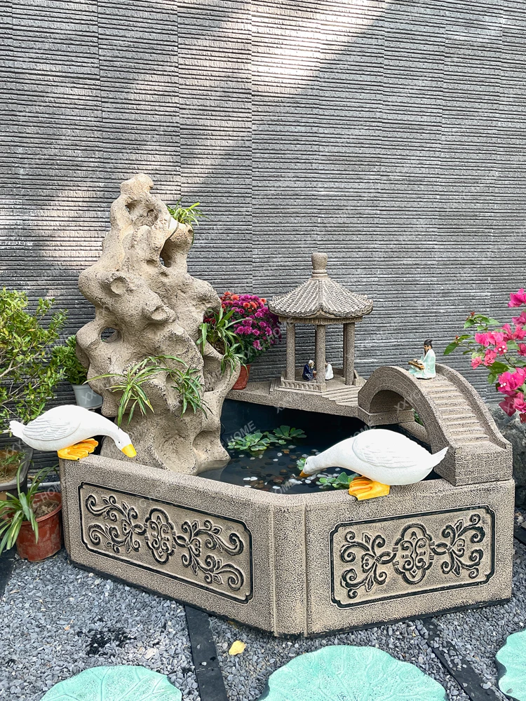 Fish Pond Landscape Garden Outdoor Fish Tank Balcony Courtyard Flowing Water Landscape Large Flowing Water Ornaments