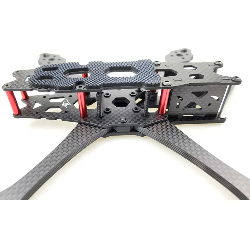 NOWY zestaw ramy z włókna węglowego typu X, dzielony, o rozstawie osi 225/223 mm, z ramionami 5 mm do drona wyścigowego FPV RC, ulepszony QAV-S 225 mm