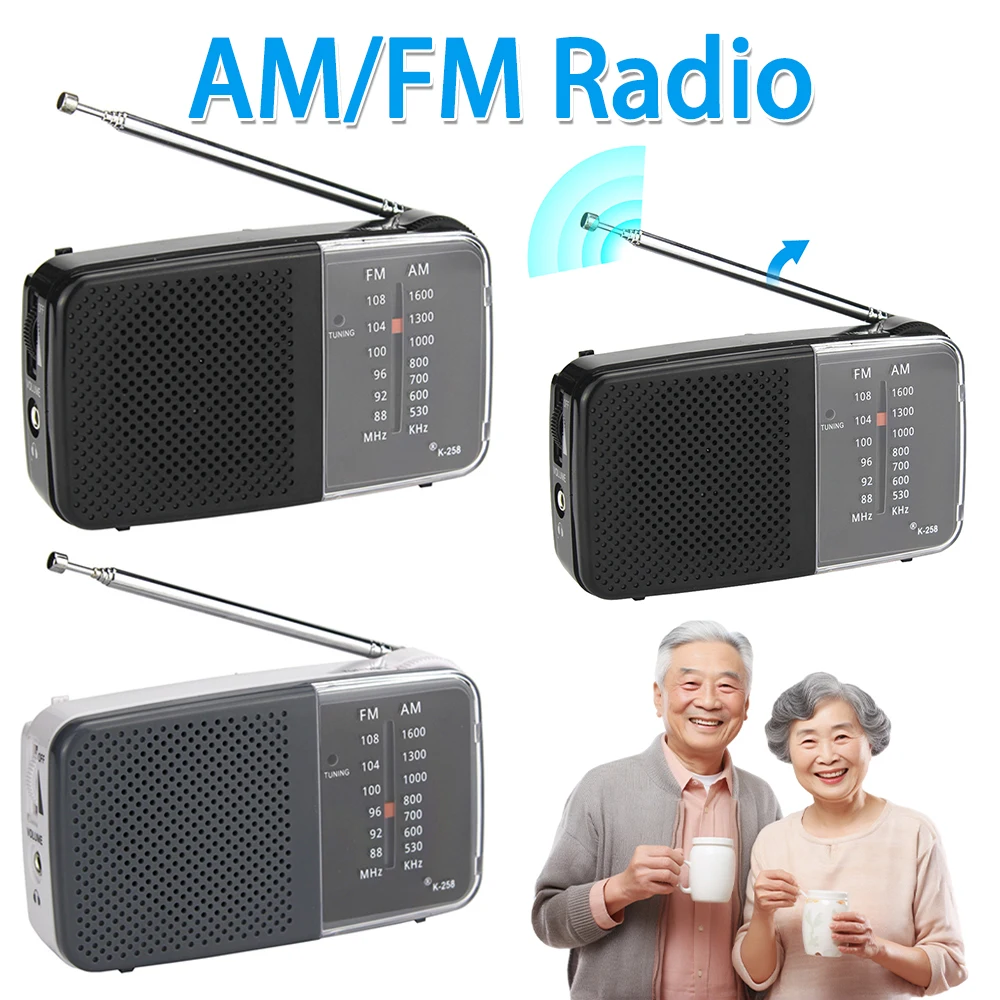 

Mini Transistor Radio with Speaker Battery Powered Radio with Strap Small Radio Telescopic Antenna for Emergency Use