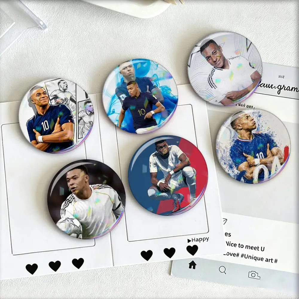 Футбольный значок Kylian Mbappé, круглый, 25, 32, 44, 58, 75 мм, для фанатов, коллекционеров, подарок друзьям, брошь, сувенир