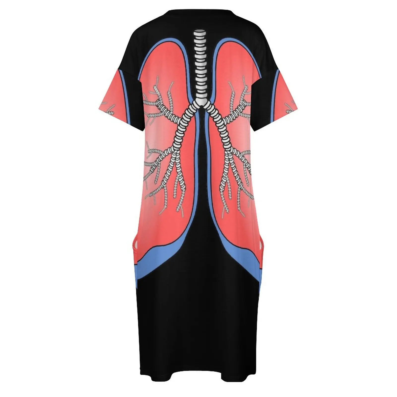 Camiseta de pulmones, camiseta divertida y saludable, vestido holgado con bolsillo, traje de verano para mujer, vestido largo para mujer, vestidos, ropa de gala