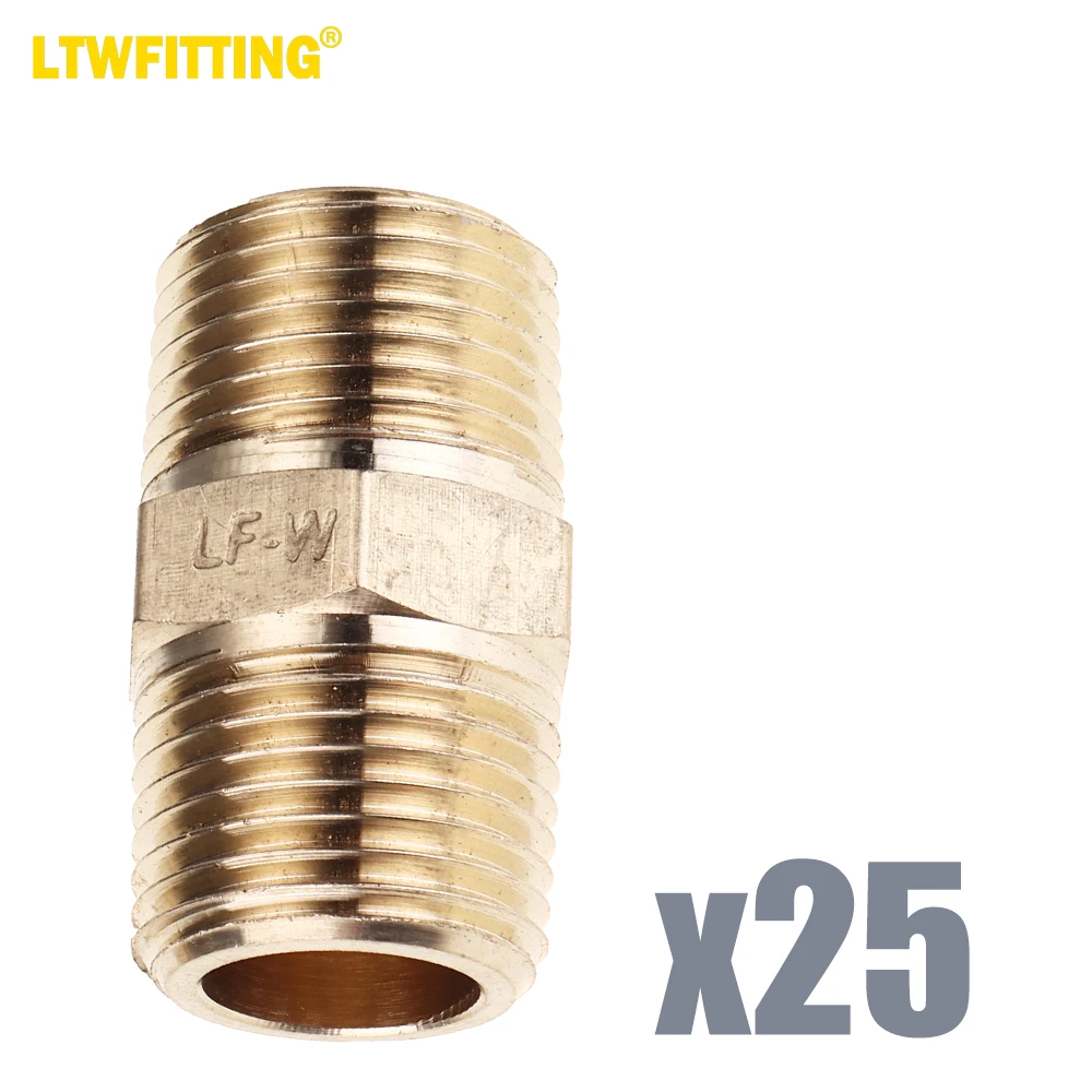 

LTWFITTING Lead Free Brass Pipe Hex Nipple Fitting 3/8" Male NPT Air Fuel Water(Pack of 25)