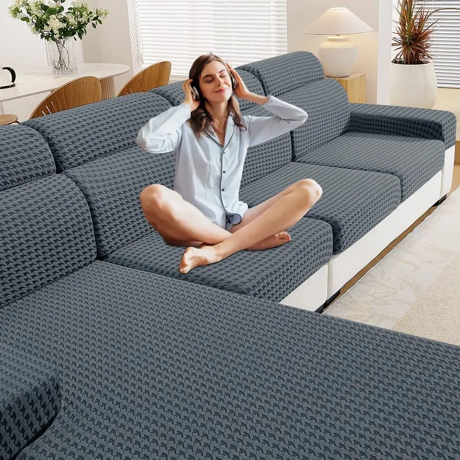 

Чехлы для диванных подушек для секционного дивана, эластичные чехлы для диванных подушек, моющиеся, защита для мебели с эластичным низом и противоскользящим покрытием