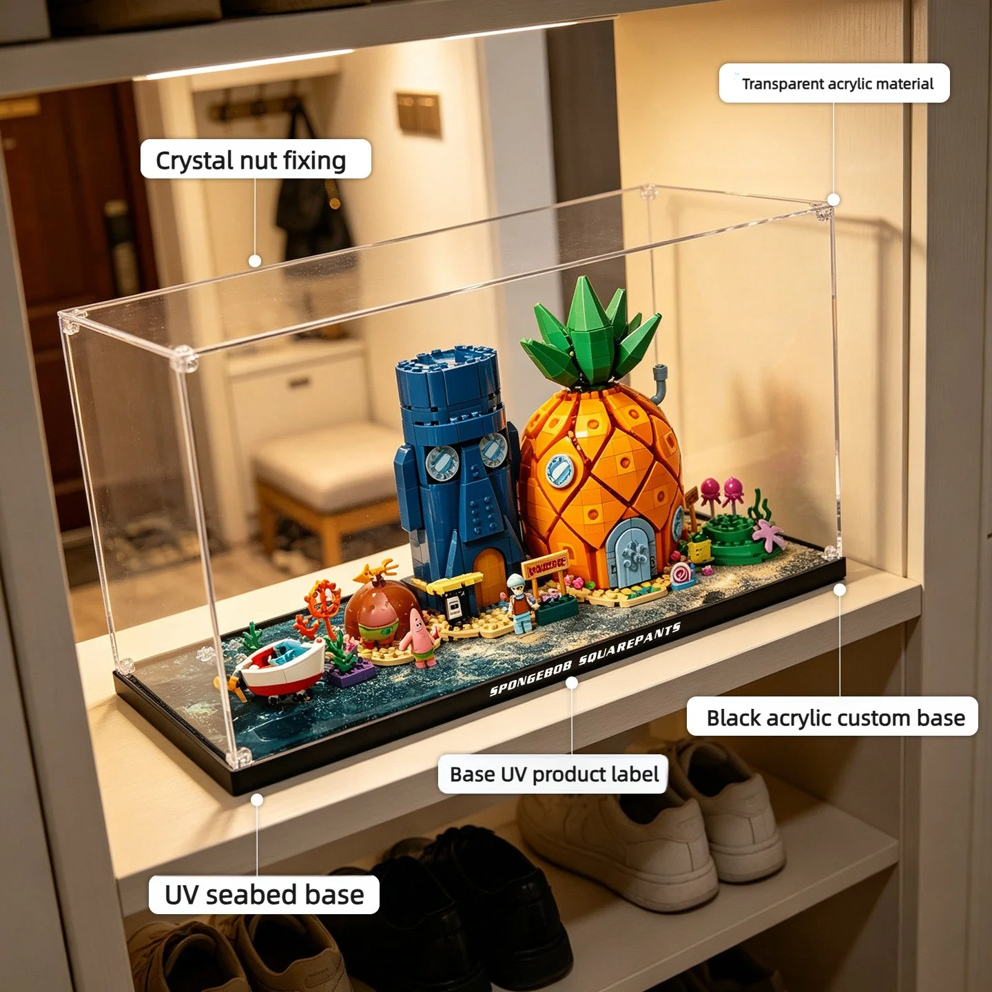 High Clear Acrylic Display Case Suitable for Lego 11386 SpongeBob SquarePants Beechburg Building Blocks Model, 11386 Case