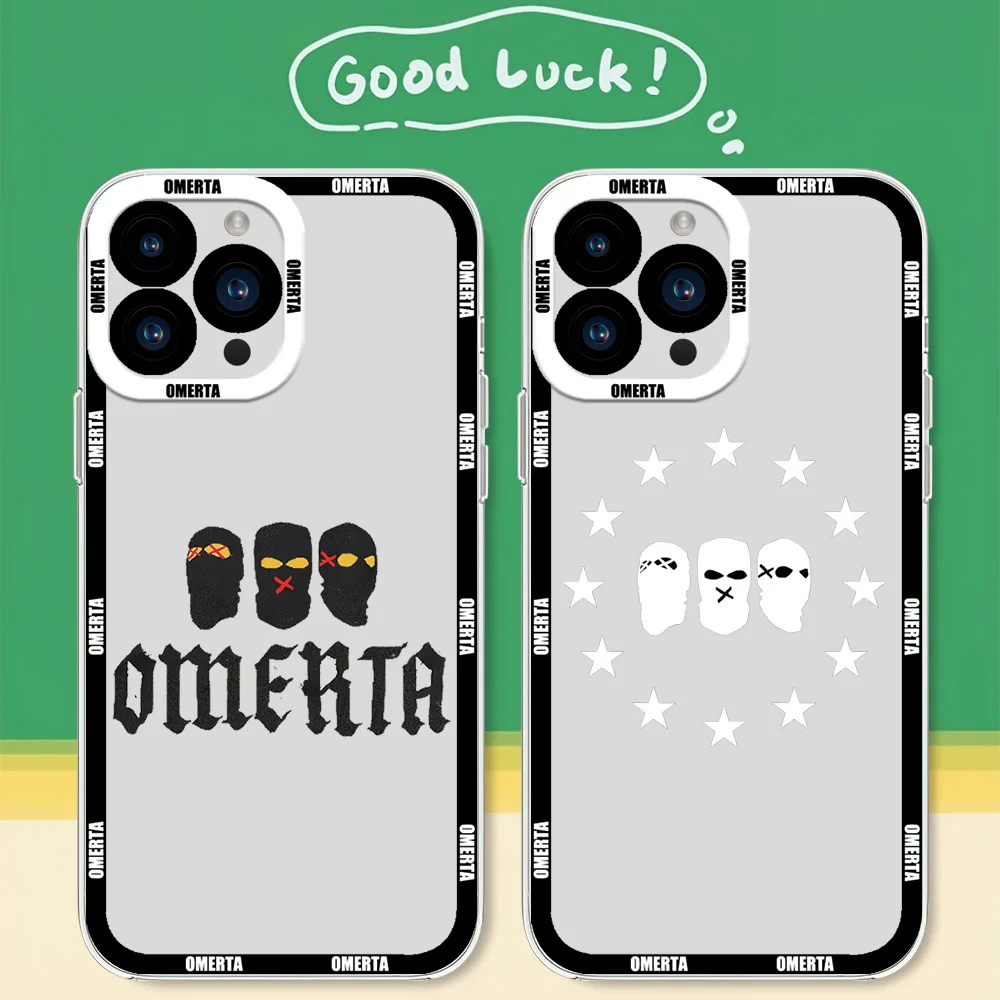 Omerta maes For iphone 11 12 13 14 15 16 Mini Plus Pro Max Transparent Shell