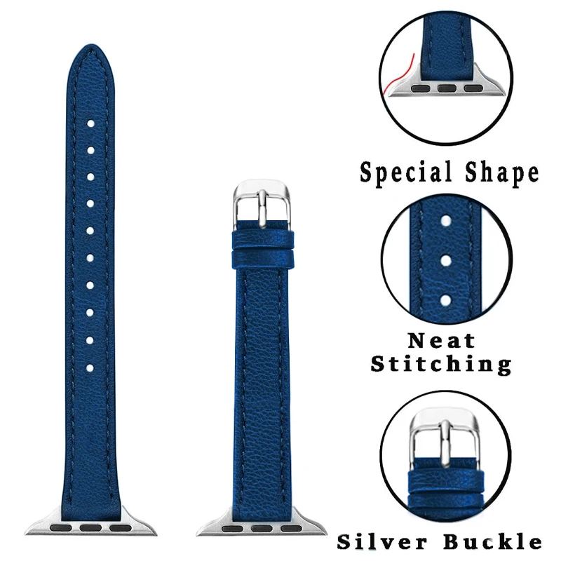 Тонкий кожаный ремешок для Apple watch band 49/44/45/42/40/41/38 мм, мягкий Wrsit-браслет для iWatch series 3 SE 5 6 7 8 9 ultra 2