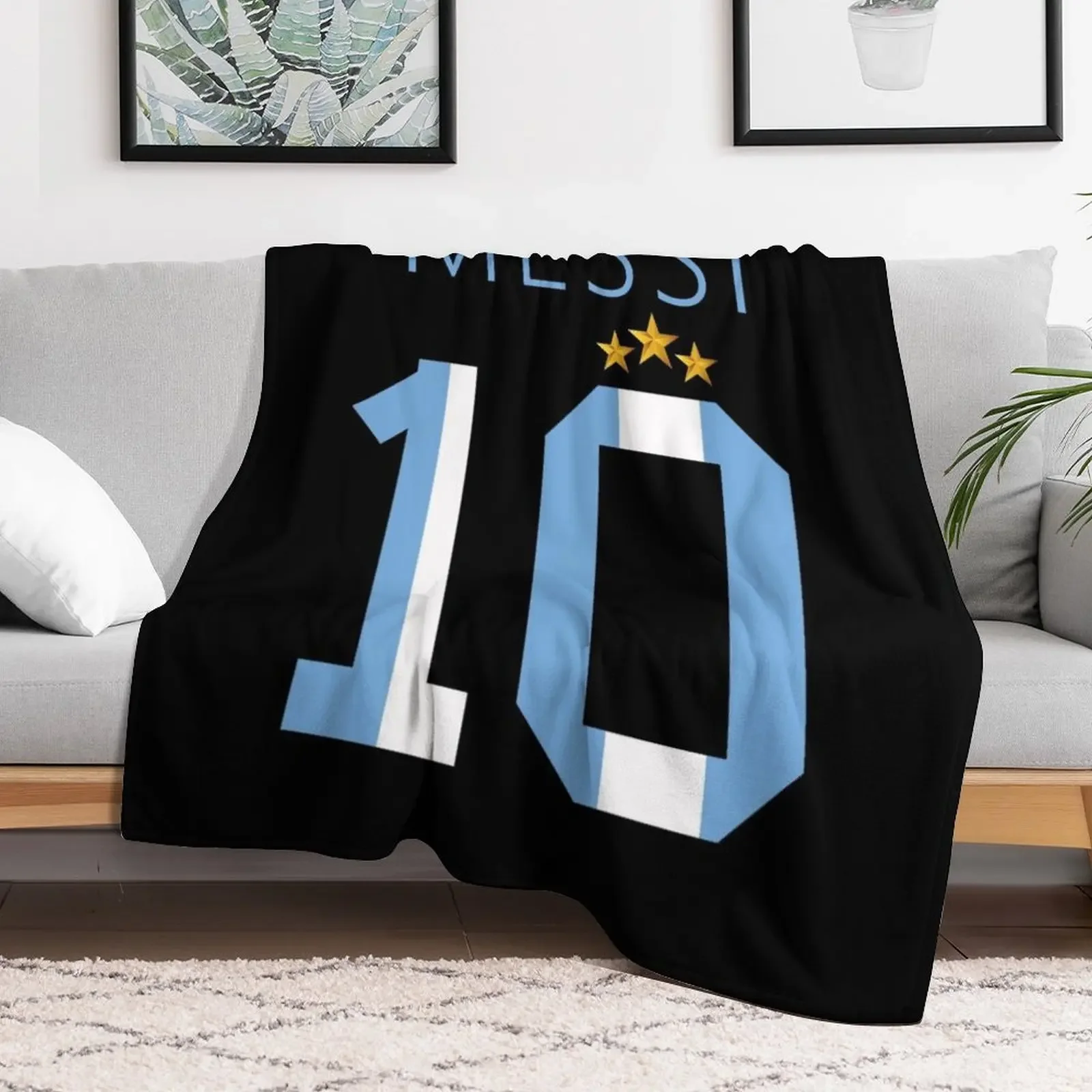 Messi argentina number 10 with 3 stars ver 1 Throw Blanket christmas decoration Sofa Throw Kid'S Flannels Blankets