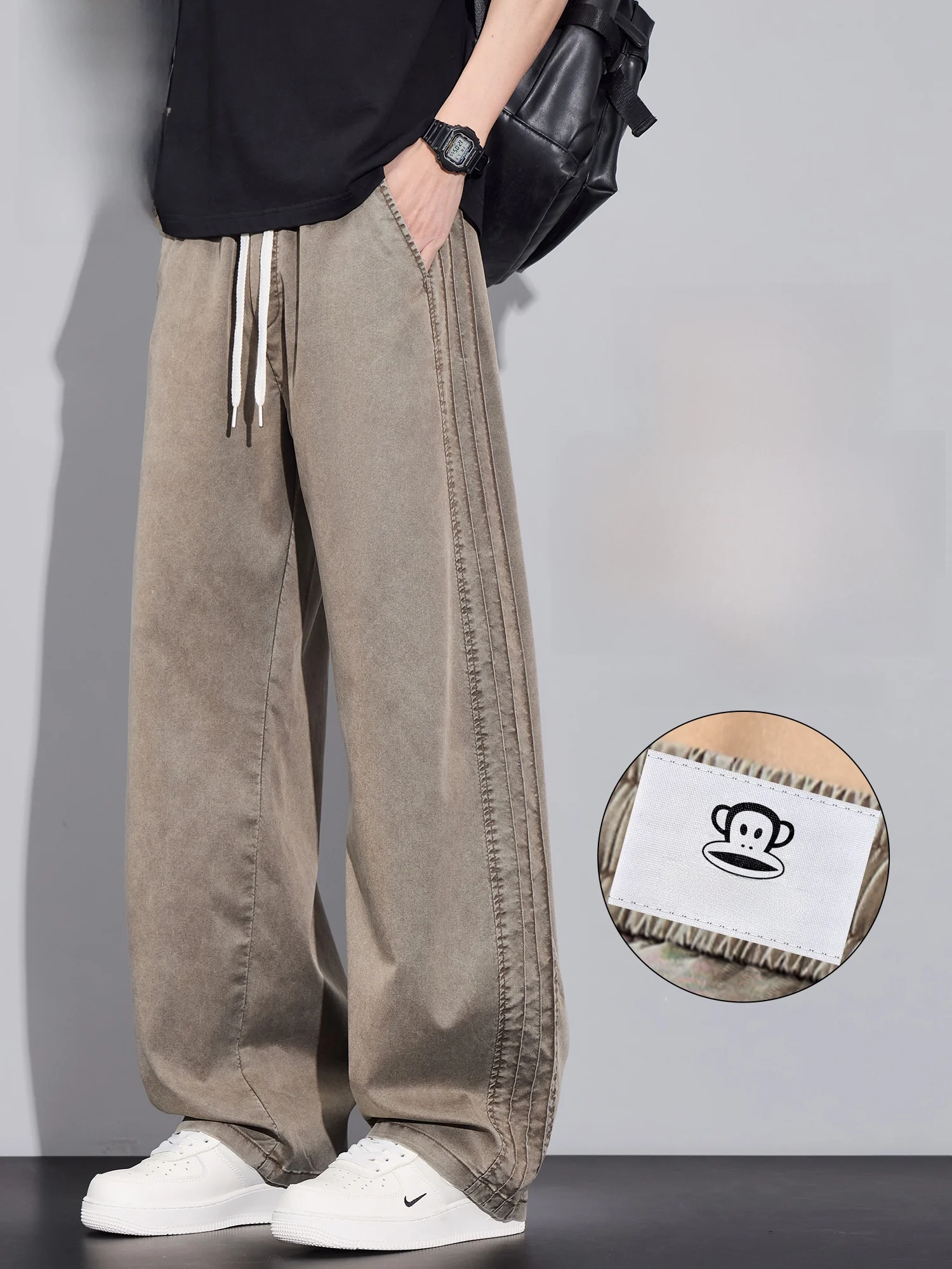 

PaulFrank Men's Casual Pants Summer New Loose Straight Leg Breathable Casual Trousers Comfortable Straight Cut Knife