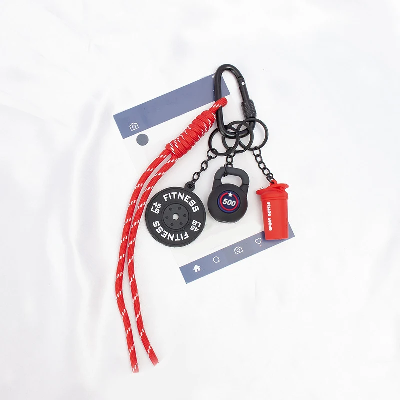 New Detachable Fitness Series Pendant Simulation Style with Buckle Simulation Dumbbells Keyring Bag Charm