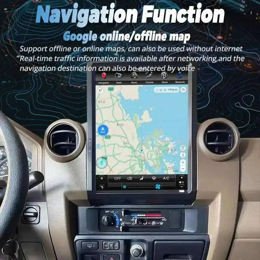 Y Android15 12inch For Toyota Land Cruiser LC70 LC71 LC76 LC78 LC79 Car Navigation CarPlay Car Radio Multimedia Player GPS Map view 6