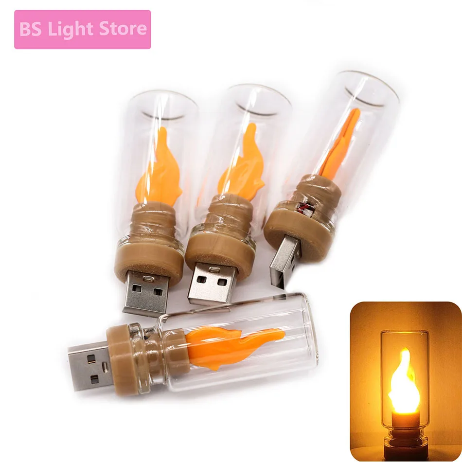 LED 5V Flammen-Glühbirne, USB-Kerzenlampe mit Flackerlicht, Dekorative Gelbe Flammenbeleuchtung für Zuhause, Nachtlicht, Festbeleuchtung, Gebetslampe – Detail 1