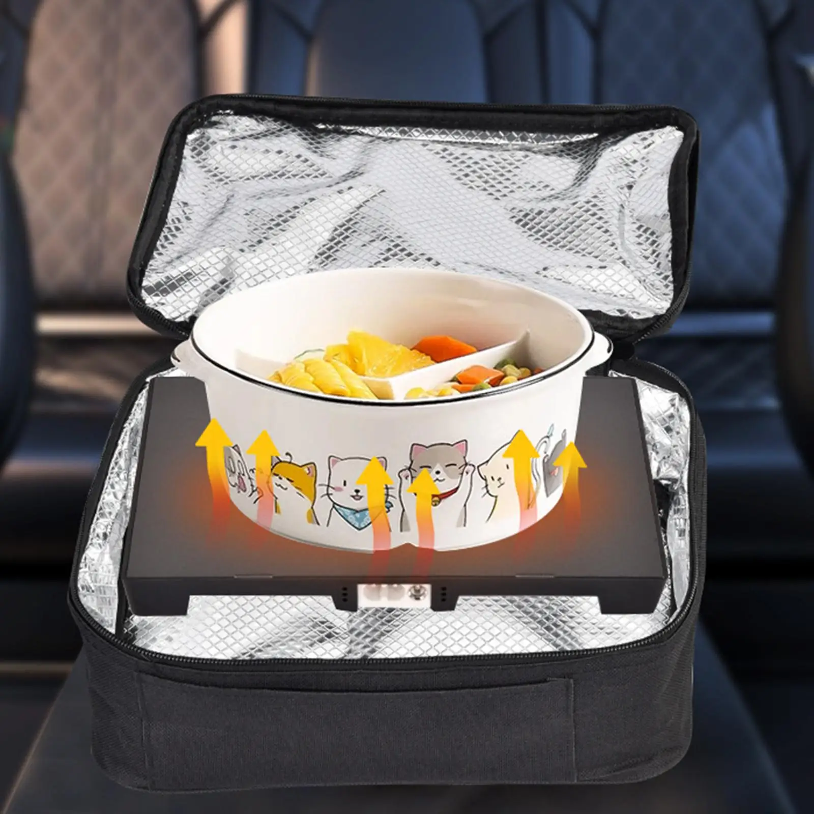 Portable Heated Lunch Bag Electric Food Warmer Thermal Insulation Lunch Box for Work Car Camping