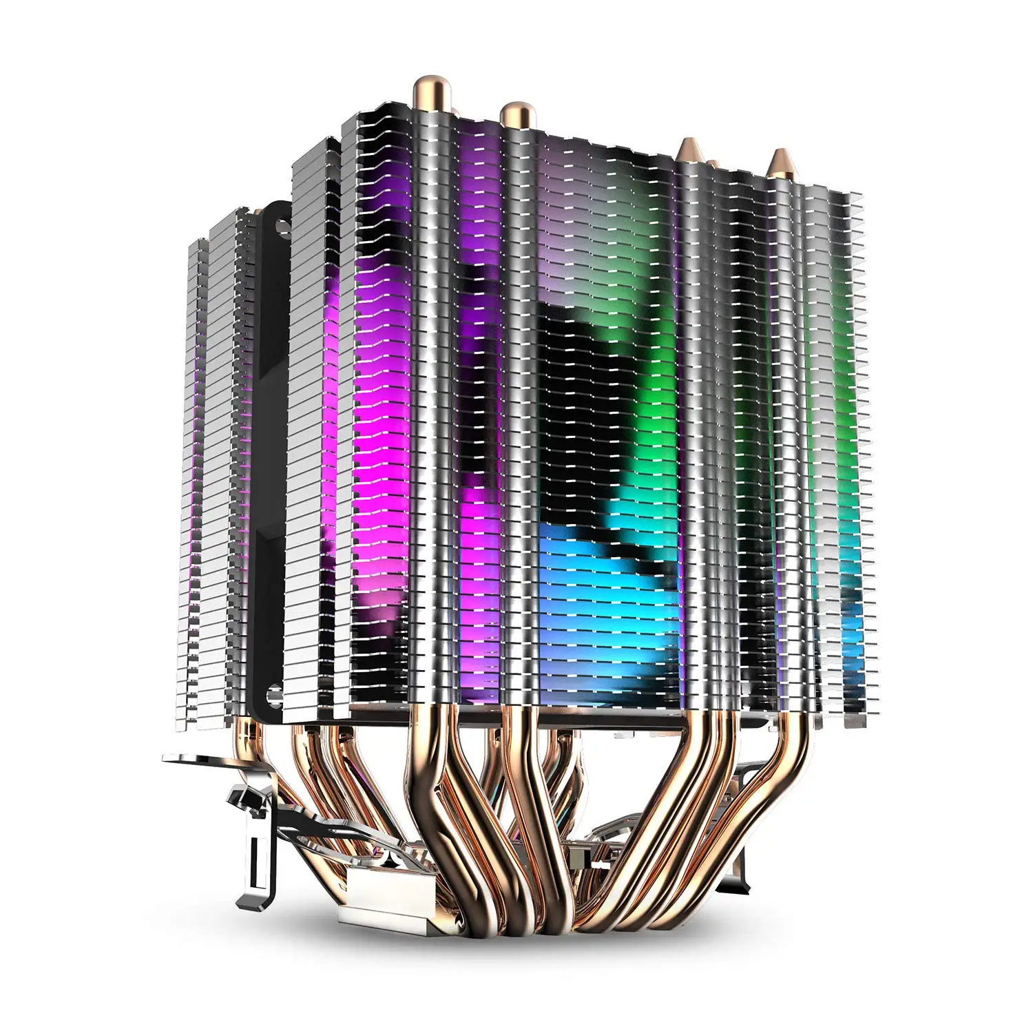 SMIEA Cpu Air Cooler 6 tubi di calore Dissipatore di calore a doppio torre con ventole LED arcobaleno da 90 mm per Intel 775/1150/1155/1156/1366
