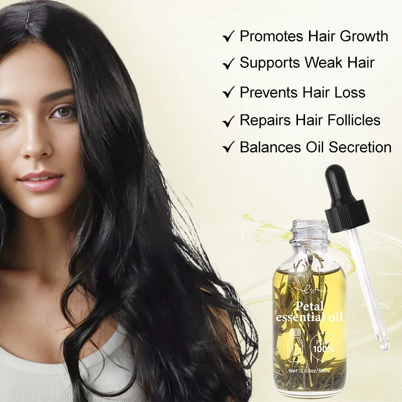 

60ml Rosemary Hair Care Essential Oil Nourish Hair Roots Massag Scalp Restore Hair Control Oil Solution + Ball Roller Applicator