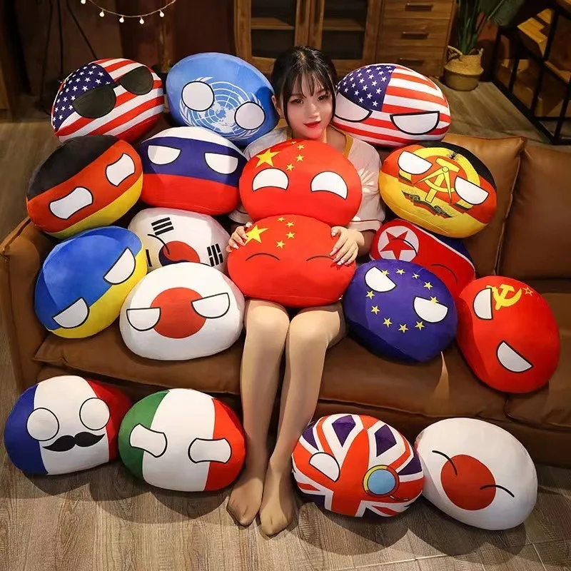 2026 New Polish Ball Plush Toy Cute Countryball Stuffed Doll Soft Round Plushie Collectible Gift for Kids Fans Room Decoration