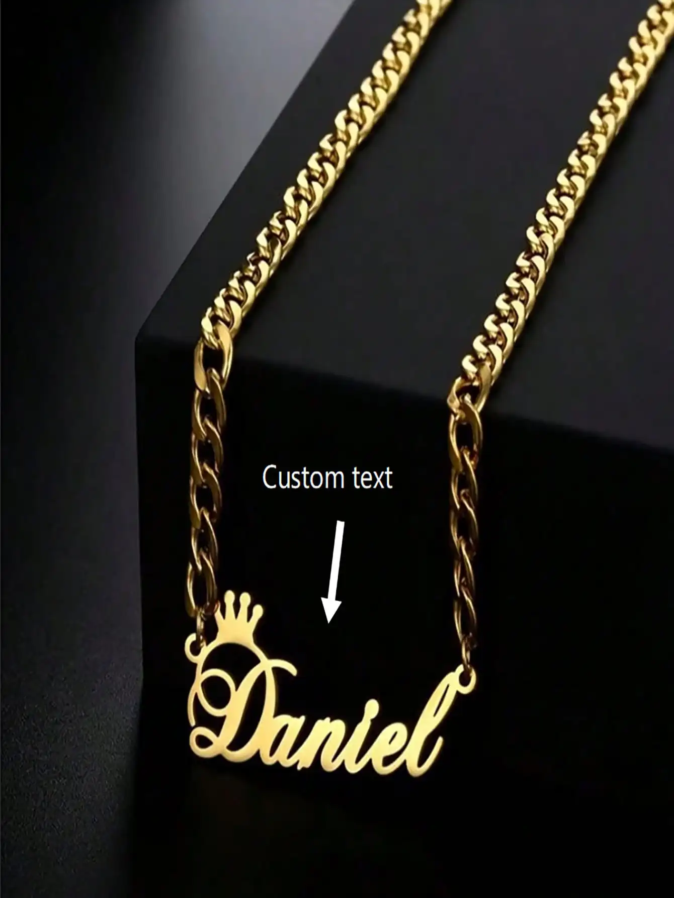 Custom Crown name necklace, stainless steel material, personalized famous brand pendant, suitable for men and women to wear