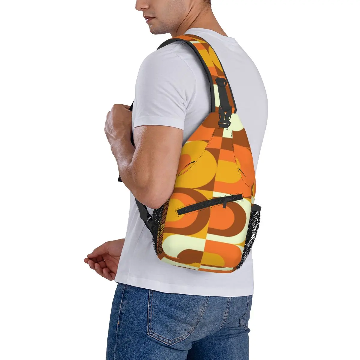 70s Retro Industry Sling Backpack Sling Bag Hiking Traveling Chest Bag Daypack Men Fashion Crossbody Backpack Shoulder Bag Pouch