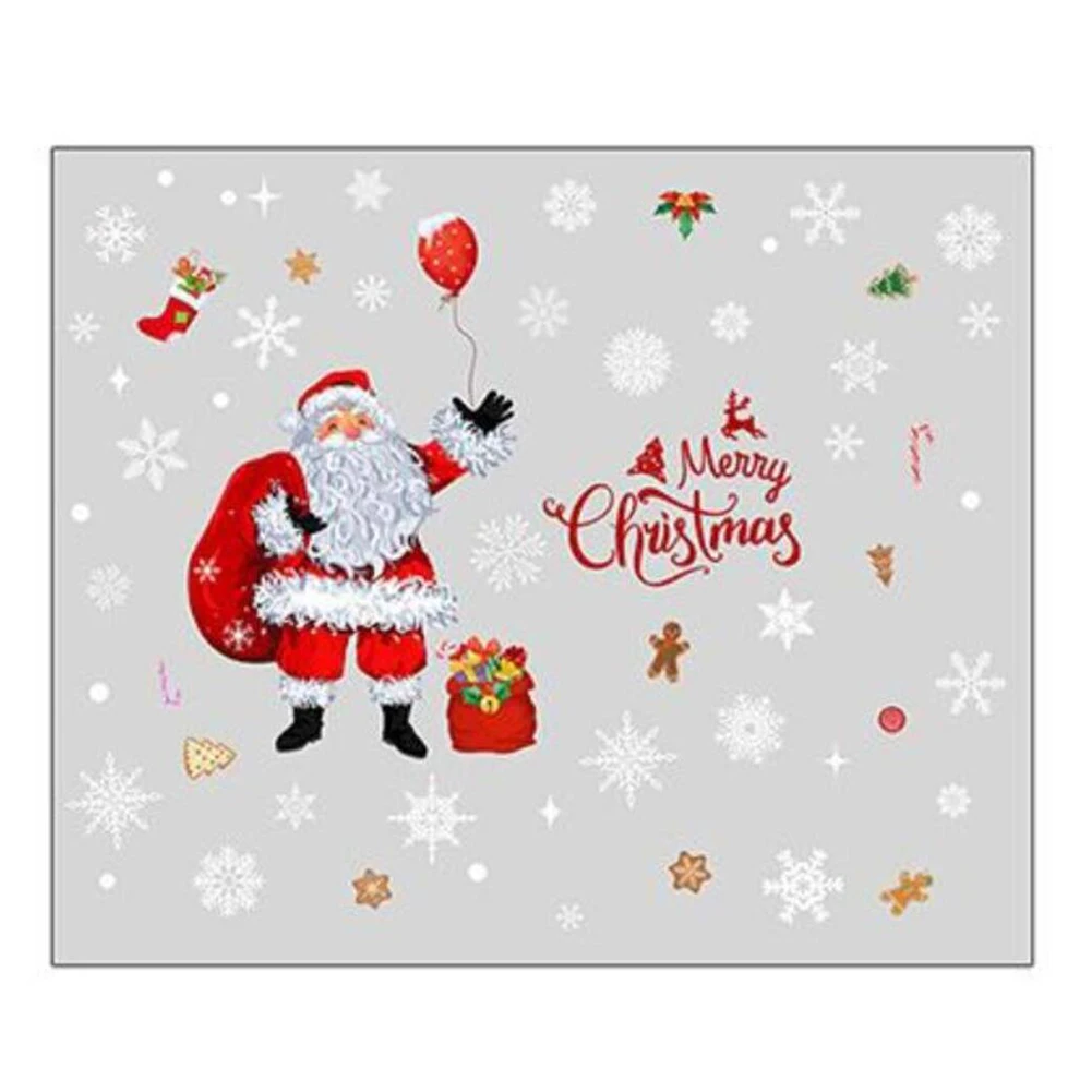 

Santa Claus Snowflake Sticker Santa Claus Snowflake Present Sticker Window Glass Christmas Wall Sticker Home Decoration
