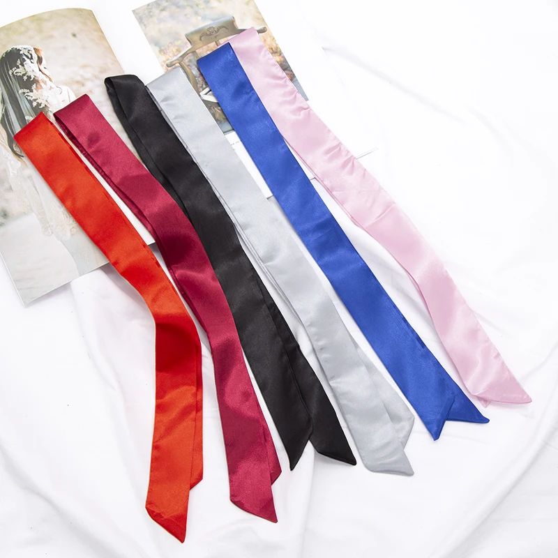 Nouveau Foulard Long pour Femme, Bandeau pour Cheveux, Accessoires Féminins, Foulards Fins Unis, Bandeau, Ruban en Satin, Foulard de Cou, Foulards Décoratifs pour Sac