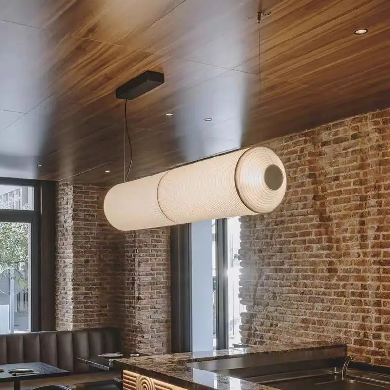 Tekio Horizontal Pendant Light Janpanese long white paper lamp restaurant wabi sabi lamp Living Room Bedroom akari Noguchi Light