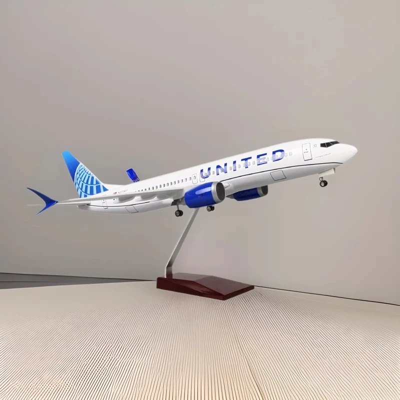 

B737 MAX new Aircraft United Airlines 47CM Diecast Model Airplane With Airplanes Model Working Lights For Decoration Gift