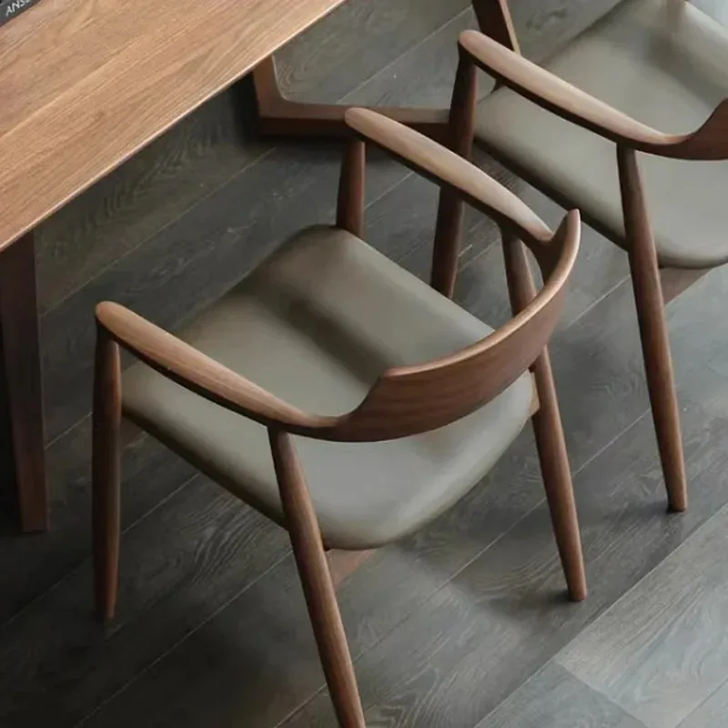 Cafe Wood Accent Armchair Dining Table Seating Kitchen Meeting Negotiation Sillas Comedor Furniture image 6