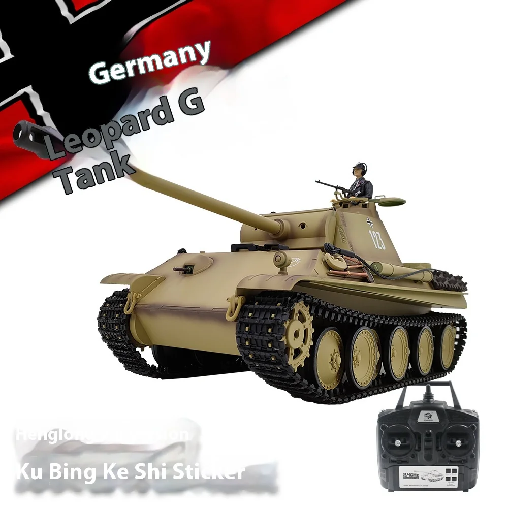 Henglong Kubing Guest German Leopard Electric Remote Control Tank Alloy Multi-Purpose Gun Telescopic Military Model Boy Xmas Toy