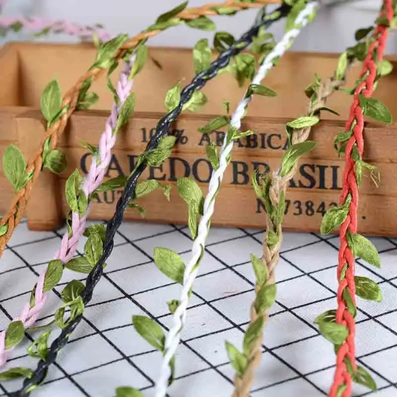 5M DIY Arrival Leaf Rope Natural Hessian Jute Grass Rope Burlap Ribbon DIY Craft Vintage For Home Wedding Party Decorate dostawa