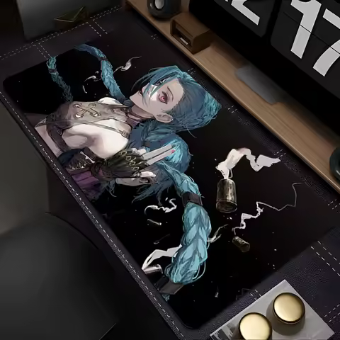 Mousepad Anime Mouse Pad Gaming Accessories Office Keyboard Pad Large L-league of Legends Jinx Desk Mat PC Rubber Extended Pad