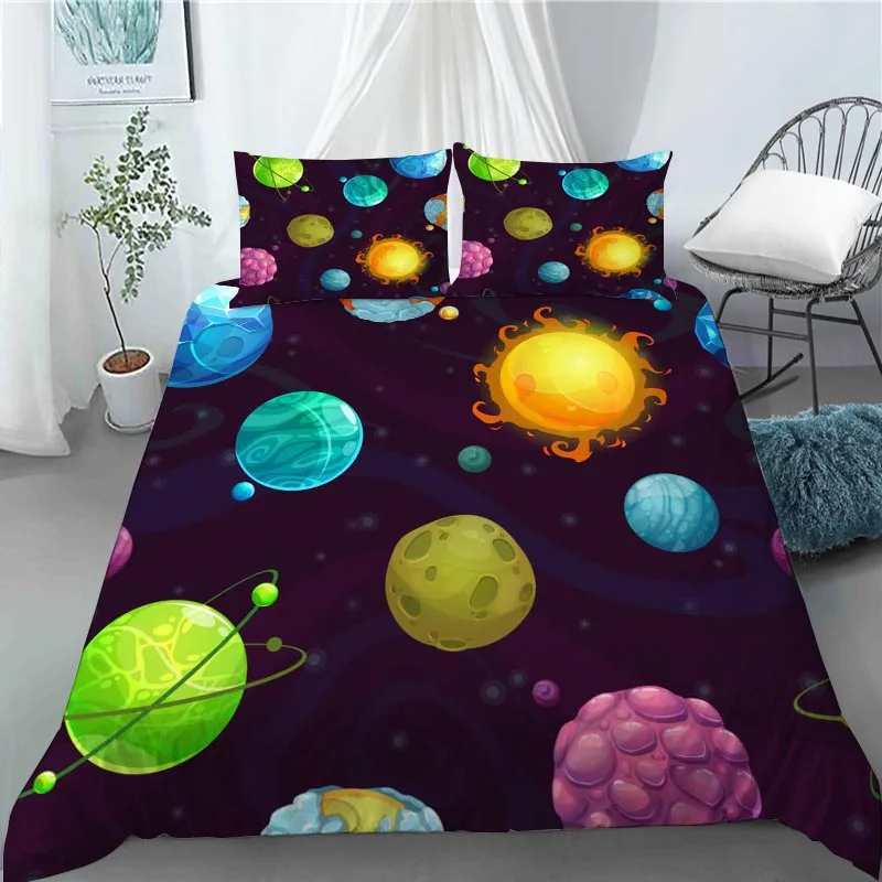 

Custom Starry Universe 3 Pcs Duvet Cover Set Bedding Sets Comforter Duvet Cover Pillowcase Home Textiles 0506