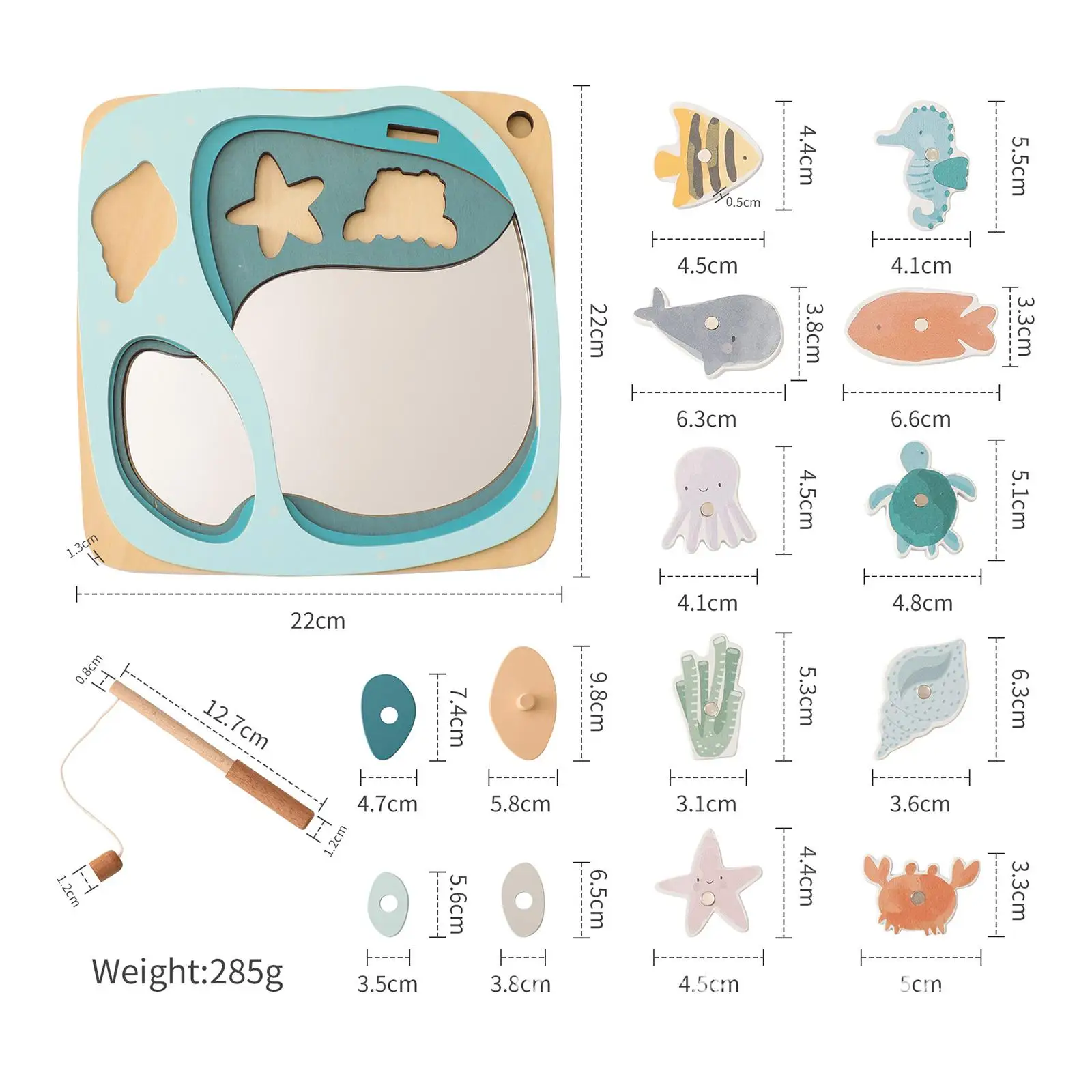 Jeu de pêche coule en bois pour enfants, puzzle de triage de documents, apprentissage léone nition, cadeau pour filles et garçons, tout-petits, 3 ans, 4 ans, 5 ans