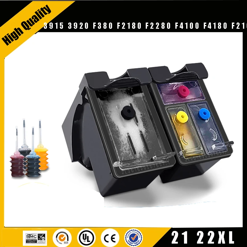 Einkshop-cartucho de tinta para impresora HP, recambio de tinta 21XL 22XL para hp 21 22 Deskjet 3915 3920 F380 F2180 F2280 F4100 F4180 F2100 F2200